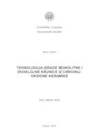 Tehnologija izrade monolitne i dvoslojne krunice iz cirkonij-oksidne keramike