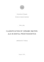 Classification of ceramic materials in dental prosthodontics