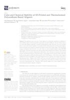 Color and Chemical Stability of 3D-Printed and Thermoformed Polyurethane-Based Aligners