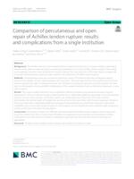 Comparison of percutaneous and open repair of Achilles tendon rupture: results and complications from a single institution