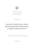 Digitalne tehnologije u izradi metalnih osnovnih konstrukcija u stomatološkoj protetici