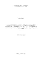 Hormonska regulacija preodukcije glukoze u hepatocitima kultiviranim in vitro 