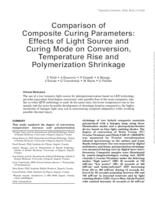 Comparison of Composite Curing Parameters: Effects of Light Source and Curing Mode on Conversion, Temperature Rise and Polymerization Shrinkage