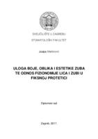 Uloga boje, oblika i estetike zuba te odnos fizionomije lica i zubi u fiksnoj protetici