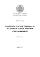 Promjene u svjetlini, zasićenosti i nijansi boje tijekom postupka izbjeljivanja zubi