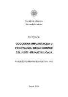 Odgođena implantacija u frontalnoj regiji gornje čeljusti - prikaz slučaja