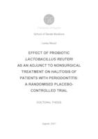 Effect of probiotic Lactobacillus reuteri as an adjunct to nonsurgical treatment on halitosis of patients with periodontitis: a randomised placebo - controlled trial 