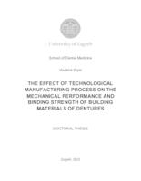 prikaz prve stranice dokumenta The effect of technological manufacturing process on the mechanical performance and binfing strenght of building materials of dentures 