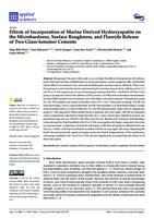 prikaz prve stranice dokumenta Effects of Incorporation of Marine Derived Hydroxyapatite on the Microhardness, Surface Roughness, and Fluoride Release of Two Glass-Ionomer Cements