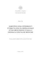 prikaz prve stranice dokumenta Samoprocjena spremnosti stomatologa za zbrinjavanje hitnih medicinskh stanja u ordinaciji dentalne medicine 