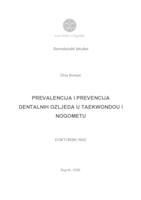 prikaz prve stranice dokumenta Prevalencija i prevencija dentalnih ozljeda u taekwondou i nogometu