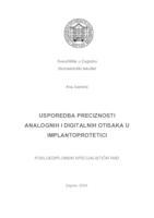 prikaz prve stranice dokumenta Usporedba preciznosti analognih i digitalnih otisaka u implantoprotetici