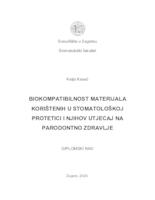 prikaz prve stranice dokumenta Biokompatibilnost materijala korištenih u stomatološkoj protetici i njihov utjecaj na parodontno zdravlje