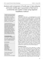 prikaz prve stranice dokumenta Analysis and comparison of tooth wear in late antiquity and early middle age in populations that lived in continental and coastal Croatia using digitized VistaMetrix method