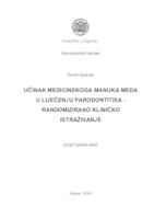 prikaz prve stranice dokumenta Učinak medicinskoga Manuka meda u liječenju parodontitisa - randomiozirano kliničkio istraživanje 