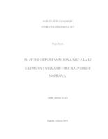 prikaz prve stranice dokumenta In vitro otpuštanje iona metala iz elemenata fiksnih ortodontskih naprava