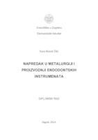 prikaz prve stranice dokumenta Napredak u metalurgiji i proizvodnji endodontskih instrumenata