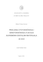 prikaz prve stranice dokumenta Procjena citotoksičnoga i genotoksičnoga utjecaja suvremenih dentalnih materijala in vitro 