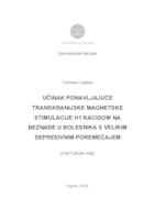 prikaz prve stranice dokumenta Učinak ponavljajuće transkranijske magnetske stimulacije H1 kacigom na beznađe u bolesnika s velikim depresivnim poremećajem