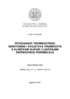 prikaz prve stranice dokumenta Povezanost trombocitnog serotonina i svojstava trombocita s kliničkom slikom i liječenjem depresivnog poremećaja
