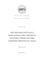 prikaz prve stranice dokumenta Usklađivanje protokola izbjeljivanja zubi u Republici Hrvatskoj prema uputama  Europske direktive 2011/84/EU