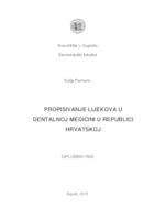 prikaz prve stranice dokumenta Propisivanje lijekova u dentalnoj medicini u Republici Hrvatskoj