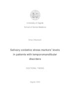 prikaz prve stranice dokumenta Salivary oxidative stress markers' levels in patients with temporomandibular disorders