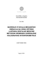 prikaz prve stranice dokumenta Mjerenje utjecaja mehaničkih vibracija na vidnu oštrinu liječnika dentalne medicine metodom vremenski usrednjene holografske interferometrije