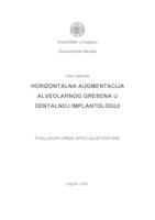 prikaz prve stranice dokumenta Horizontalna augmentacija alveolarnog grebena u dentalnoj implantologiji