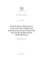 prikaz prve stranice dokumenta Istraživanje direkcijske i fluktuacijske asimetrije maksilofacijalnih struktura metofom geometrijske morfomerije 