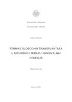 prikaz prve stranice dokumenta Tehnike slobodnih transplantata u kirurškoj terapiji gingivalnih recesija