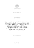 prikaz prve stranice dokumenta Istraživnje utjecaja laserskog zračenja na veznu čvrstoću litij-disilikatne staklokeramike ojačane cirkonij-dioksidom i kompozitnog cementa